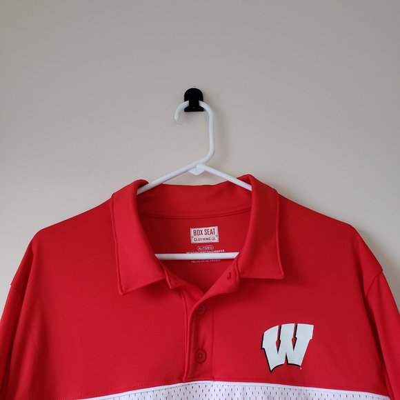 Wisconsin Badgers Polo Shirt Men's Size XL Box Seat Red White NCAA NWT - Picture 3 of 12